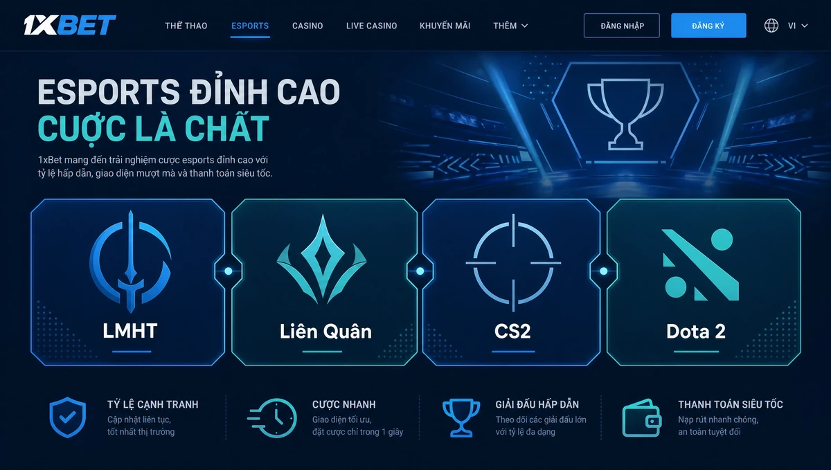 Bốn tựa game esports có kèo tại 1xBet